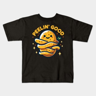 Peelin' Good | Funny cute potato puns | Potato feeling good | funny puns Kids T-Shirt